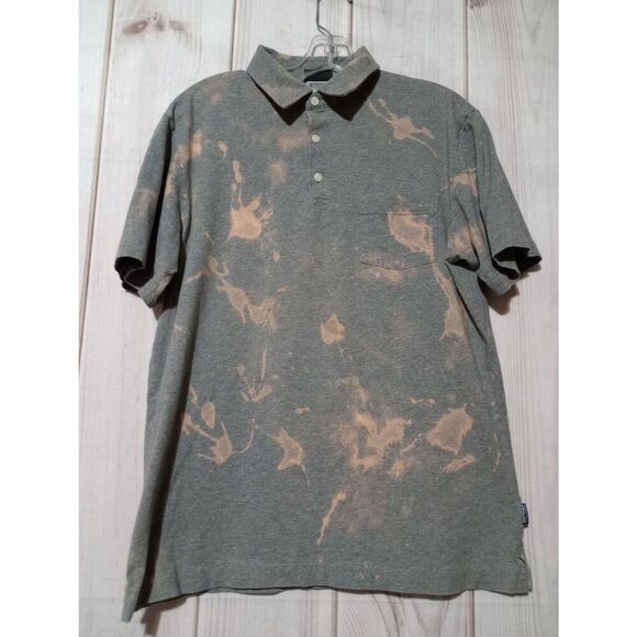 Patagonia Shirt Men's Medium Polo Gray Tie-dye Short Sleeve - Picture 1 of 6